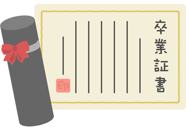 卒業式の帽子・卒業証書のイメージ