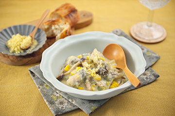 牡蠣ととろとろ白菜の豆乳クリーム煮 完成写真