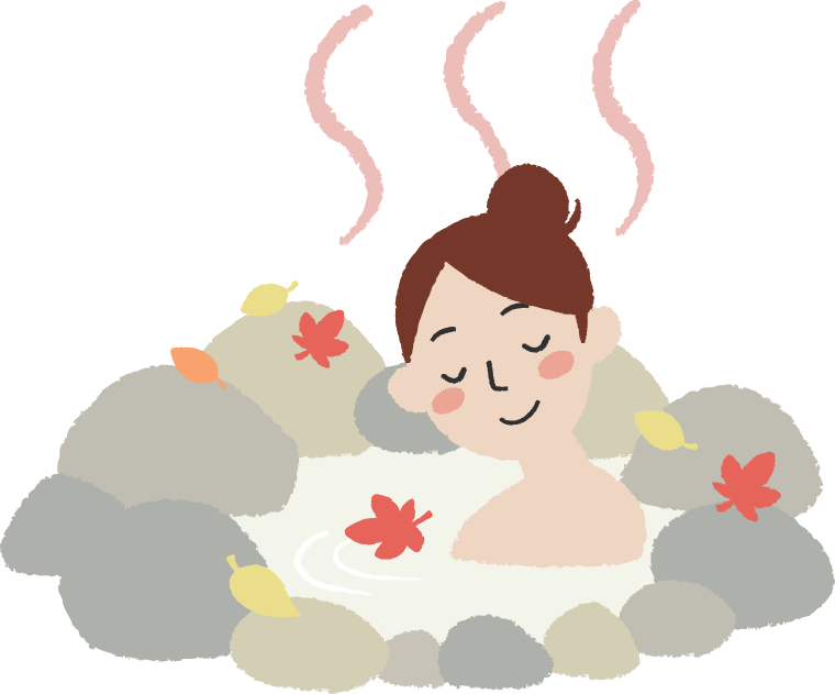 温泉につかる女性のイラスト