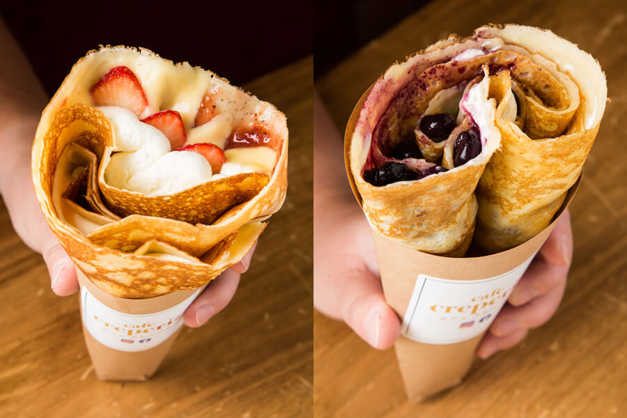 「イチゴＷクリーム」（左）、「クリームチーズブルーベリー」（右）
