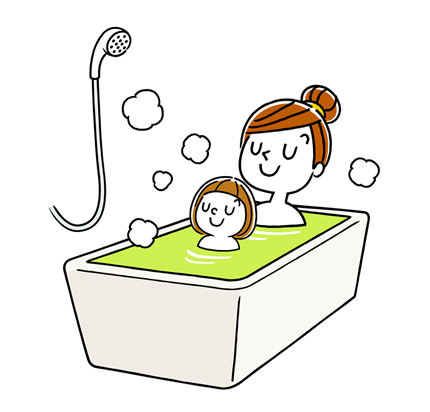 入浴中の親子のイラスト