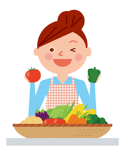 野菜を持つ女性のイラスト